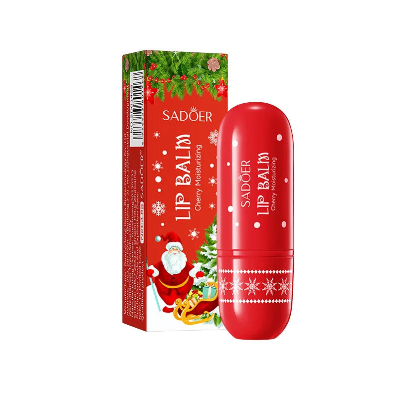 SADOER Christmas Honey Lip Balm Cherry Avocado Brightening Lips Balm Moisturizing Anti Cracking Hydrating Repair Lipstick