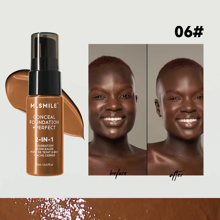MLSMILE 6 color Liquid Foundation long-Lasting Waterproof, Moisturing Sweat resistant and easy to Oil-control