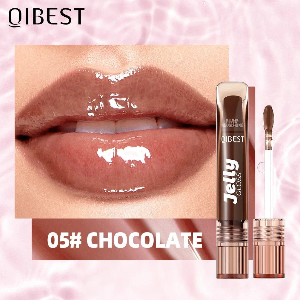 QIBEST Mirror Pearl Lip Gloss Long Lasting Moisturizing Lipstick Shine Glitter Lip Glaze Women Non Stick Cup Lip Tint Cosmetics
