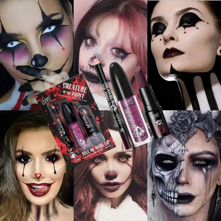 Velvet Matte Lipstick Long Lasting Set Waterproof Lip Gloss Non Transfer High Color Intensity Combo Makeup Liner Halloween