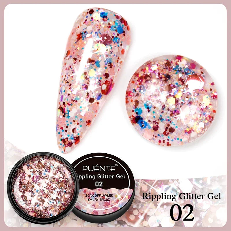 PUENTE Sparkle Platinum Gel Nail Polish 5ML Shiny Gold Silver Glitter Painting Gel Drawing Semi Permanent Varnish For Manicure