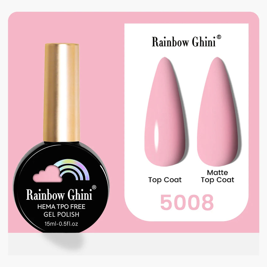 Rainbow Ghini 15ML 146 Colors Long-Lasting Colorful Gel Nail Polish Professional UV/LED Gel Polish Base Coat Matte Top Coat
