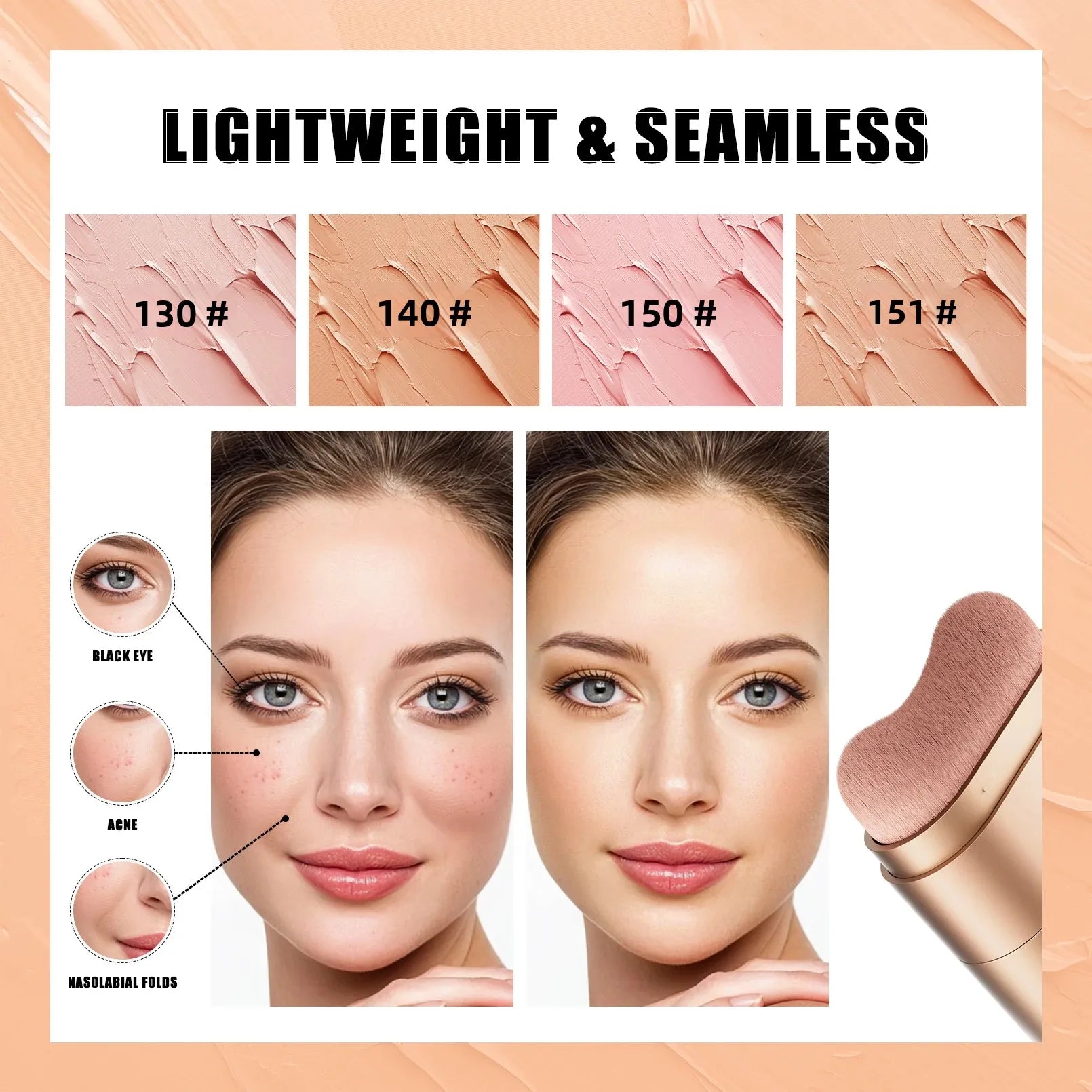 Waterproof Concealer Stick Eraser Cover Dark Circles Freckles Tattoo Lightweight 2 In 1 Brush Makeup Base Cream Moisturizing