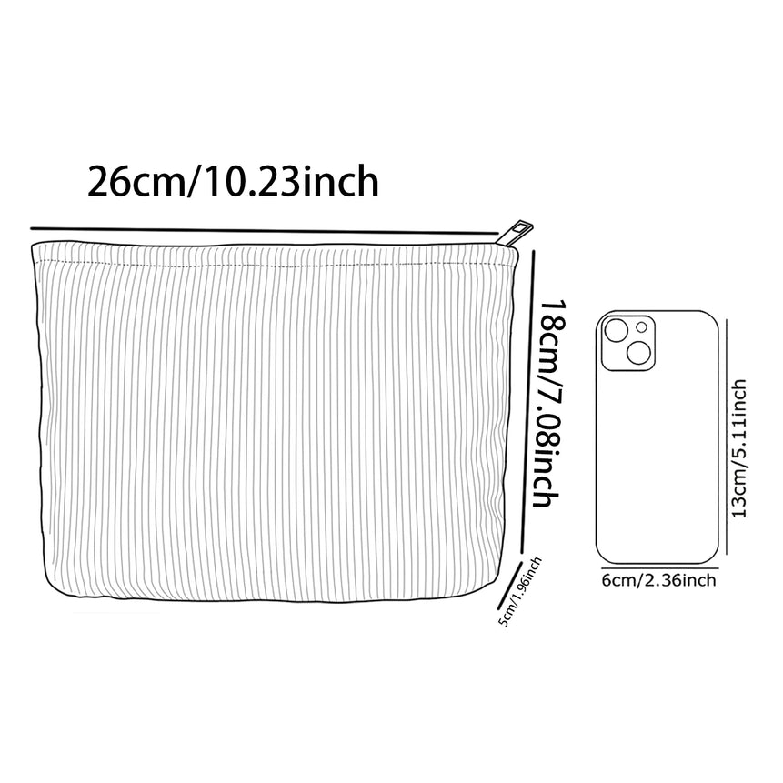 1 Christmas themed corduroy makeup bag, lightweight zipper makeup storage box, multifunctional bag with lining