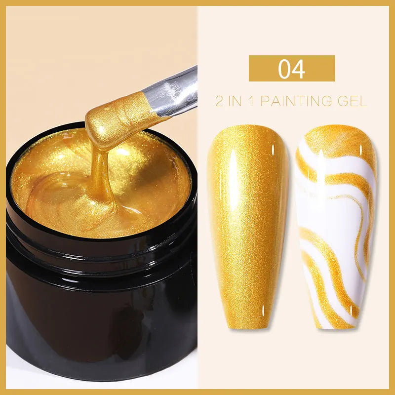 BORN PRETTY Super bright Metallic Painting Gel Polish 5ML Gold Silver Metal Gel Nail Polish Flower Drawing Lines French Nails