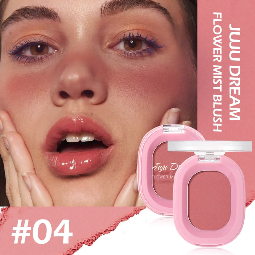 Christmas gift 2-pack flower mist powder blush, pink coral nude red matte shimmer, natural and long-lasting, facial cosmetics