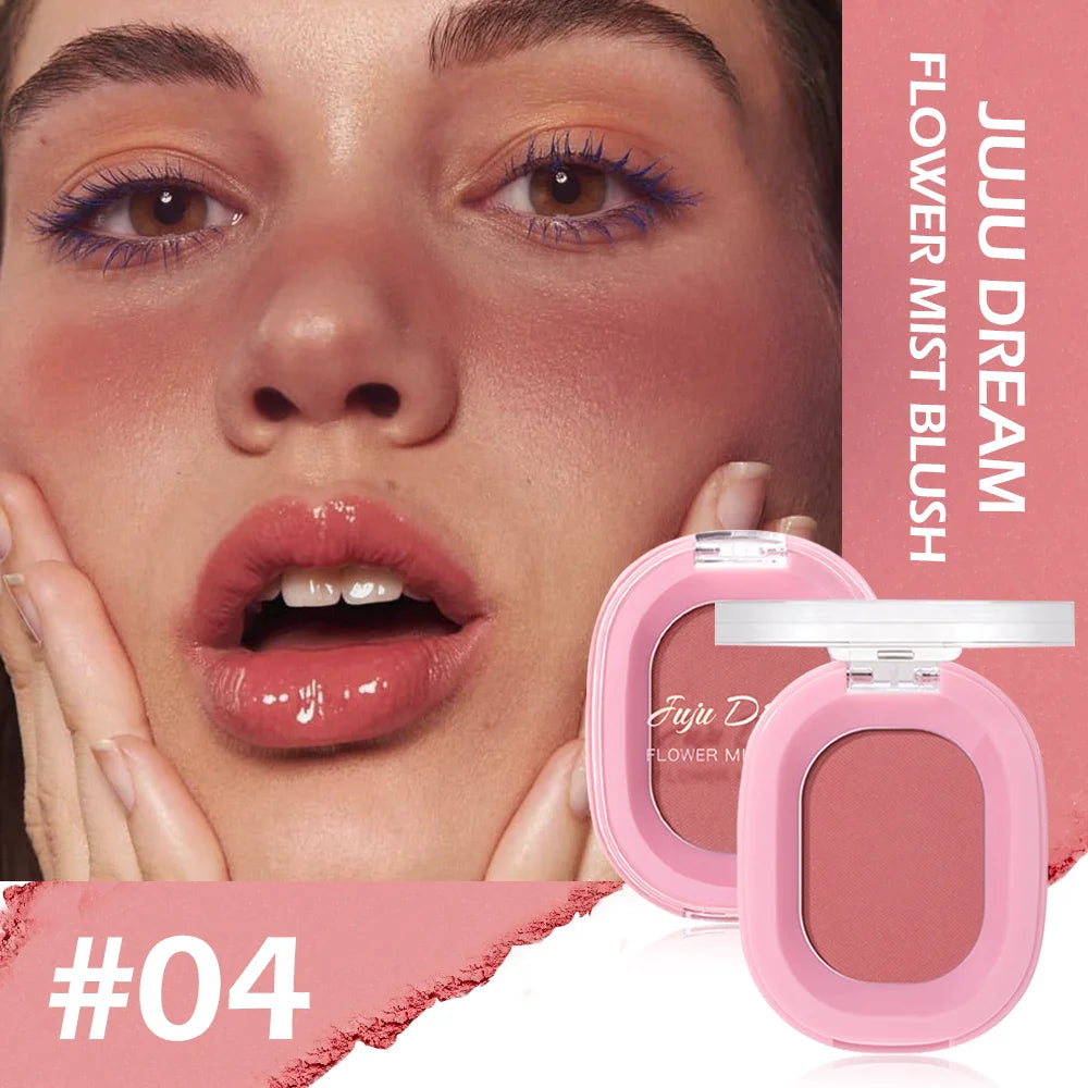 Christmas gift 2-pack flower mist powder blush, pink coral nude red matte shimmer, natural and long-lasting, facial cosmetics