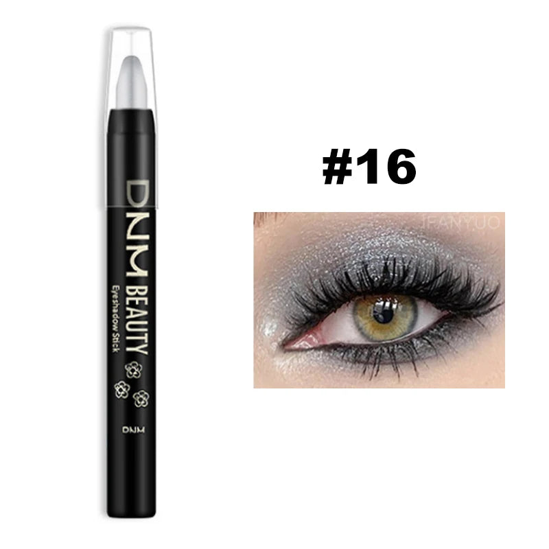 16 Colors Pearlescent Eyeshadow Sticks High Pigmented Eyeshadow Pencil Glitter Waterproof Long-Lasting Eye Makeup Non-Smudged