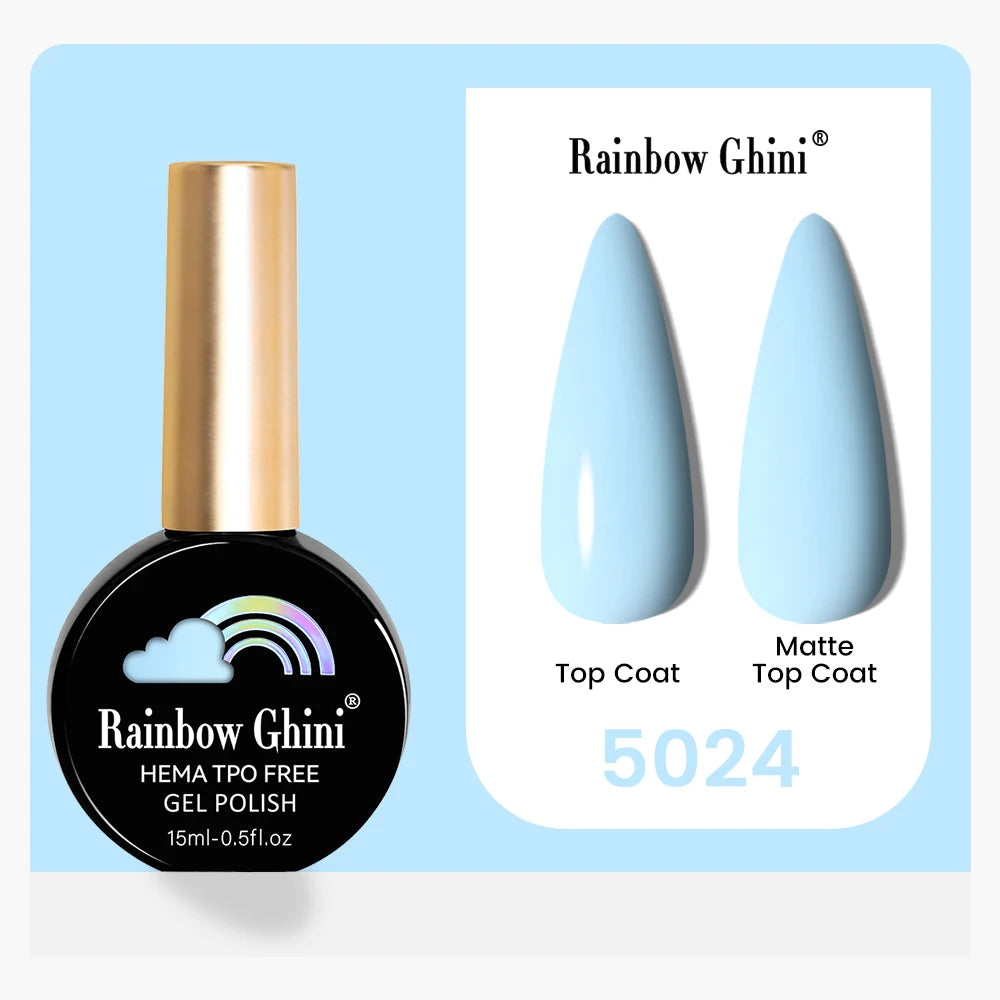 Rainbow Ghini 15ML 146 Colors Long-Lasting Colorful Gel Nail Polish Professional UV/LED Gel Polish Base Coat Matte Top Coat