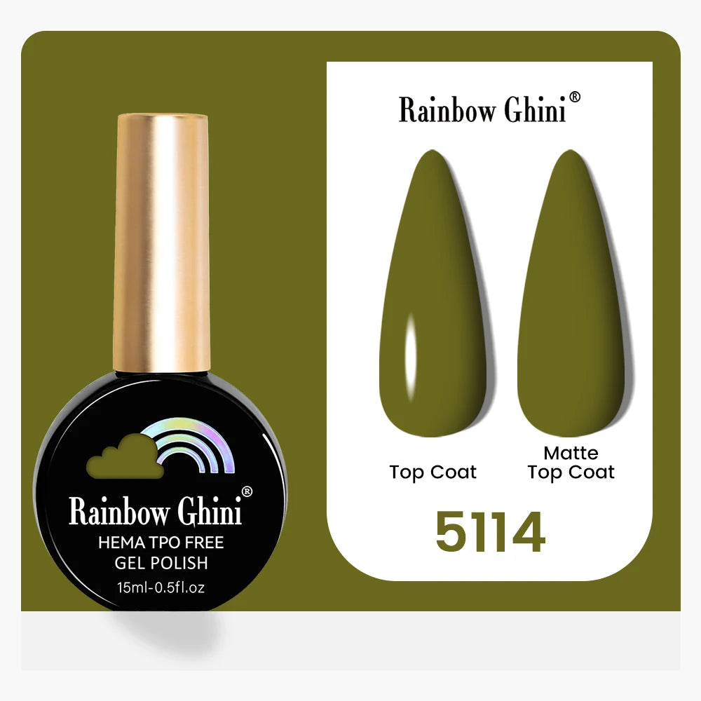 Rainbow Ghini 15ML 146 Colors Long-Lasting Colorful Gel Nail Polish Professional UV/LED Gel Polish Base Coat Matte Top Coat