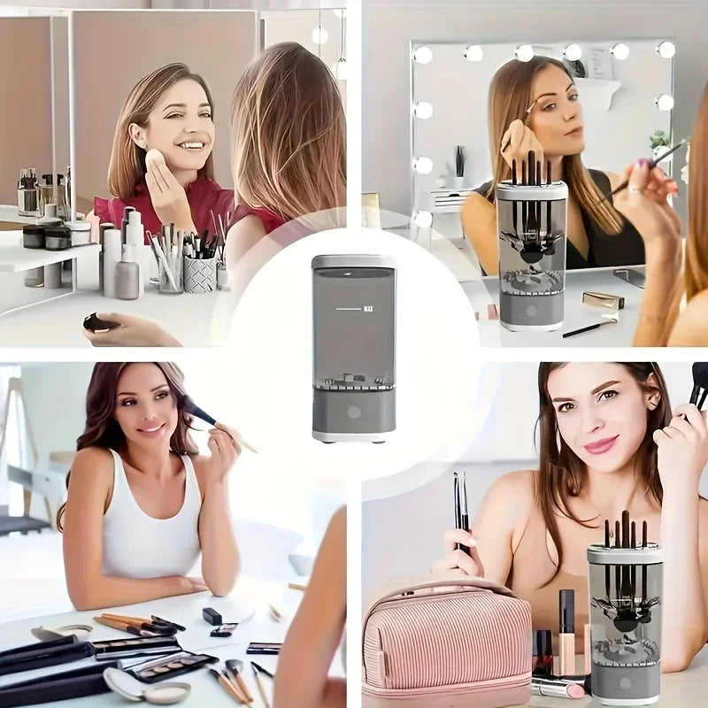 Electric makeup brush cleaner, handheld automatic makeup brush cleaning tool, suitable for 3-4 brushes, thoroughly clean