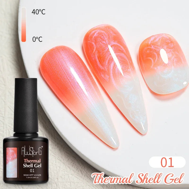 AWStorG 7.5ML Golden Gradient Cat Eye Magnetic Gel Sparkling Glitter Nail Polish Semi Permanent UV Nail Art No Need Base Color