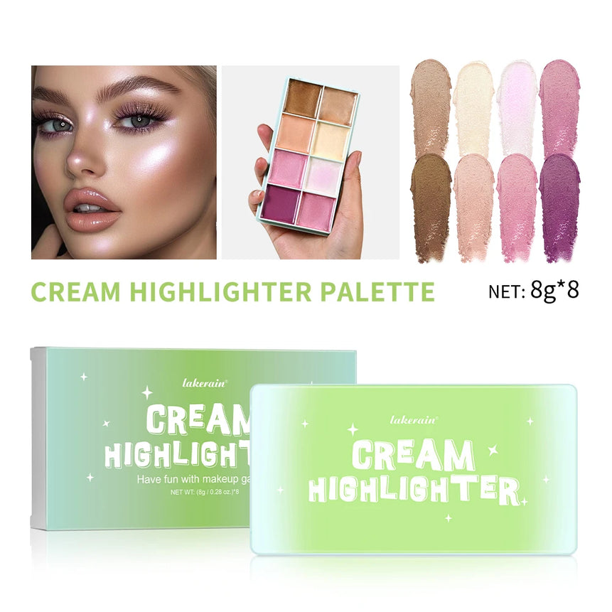 Waterproof Case Cream Highlighter Palette Blush Vivid Color Case Brow Mud Tone Long-Lasting Multiple Uses Makeup Cosmetics