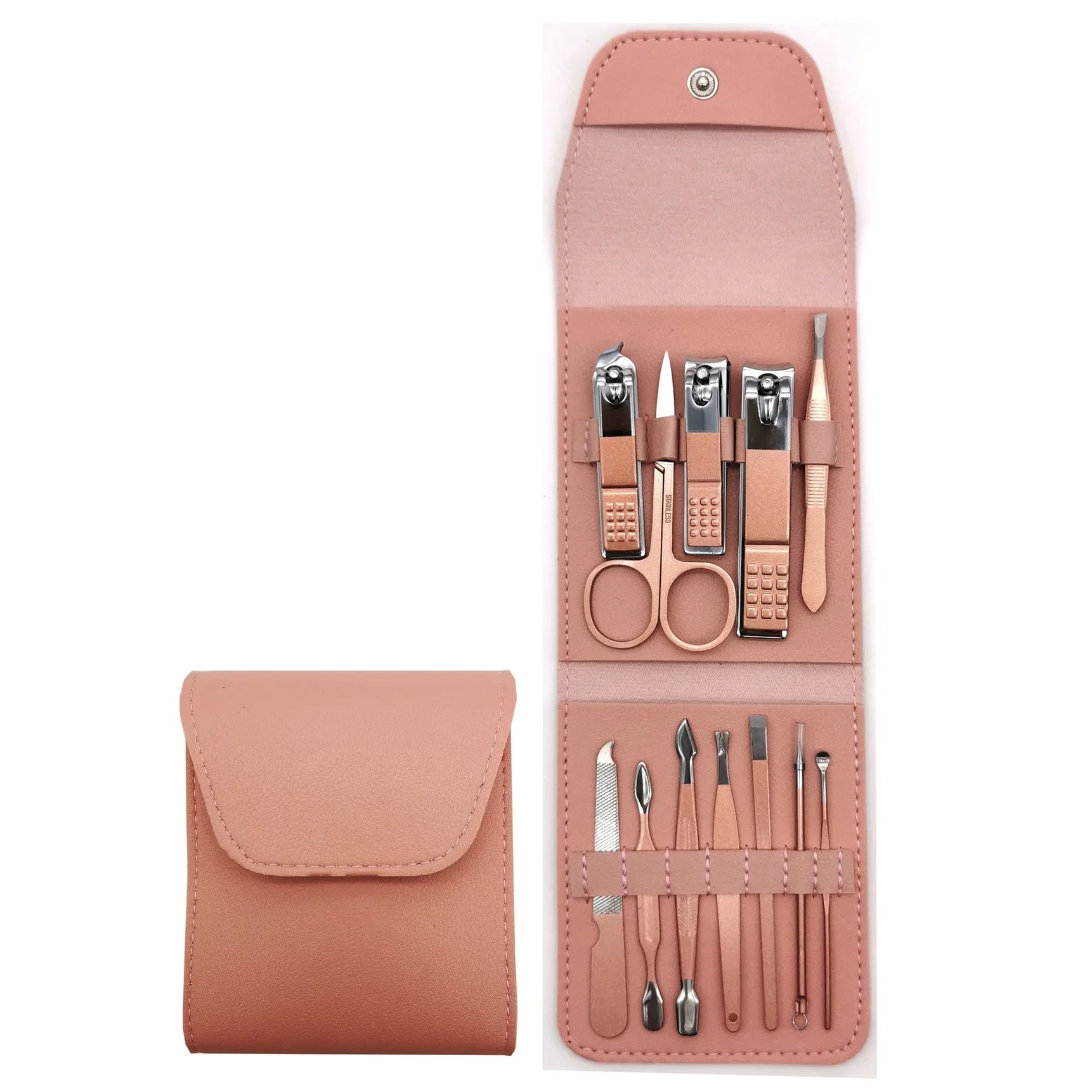 7/12/16pcs Manicure Cutters Nail Clipper Set bag Household rose gold Ear Spoon Nail Clippers Pedicure Nail Scissors Tool sharpe