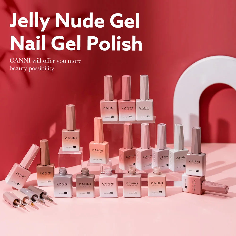 CANNI 9ml Nail Gel Polish HEMA TPO FREE Transparent Jelly Color Nude Pink French SoakOff UV LED Varnish Lacquer Milky White DIY