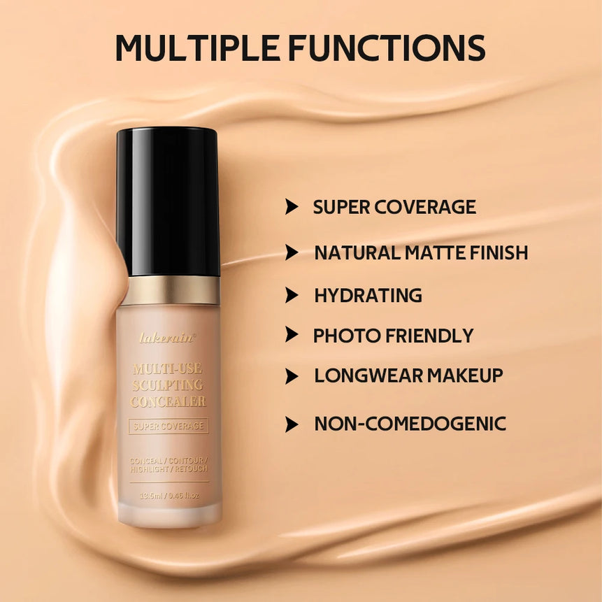 Lakerain Concealer Liquid High Coverage Cover Acne Dark Circles Foundation Modify Oil Control Face Contouring Cosmetics