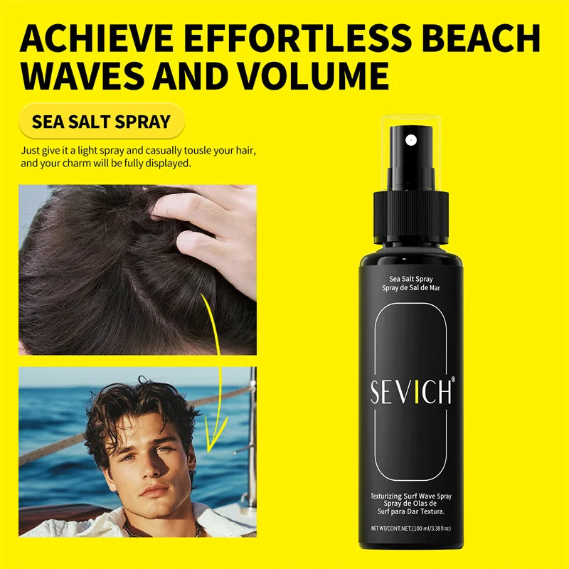 100ml Natural Sea Salt Spray For Hair Men Women Instant Texture Volume Hair Volume Powder Long-Lasting Hold Wave Hair Spray Set