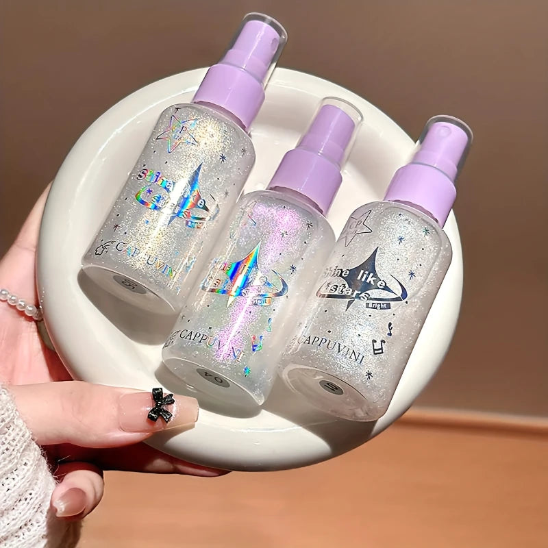 Long-Lasting Glitter Spray - Shimmering Body Spray,Brighten Your Skin Cosmetic,Highlighter Lotion Makeup For Body,Face,Hair,Neck