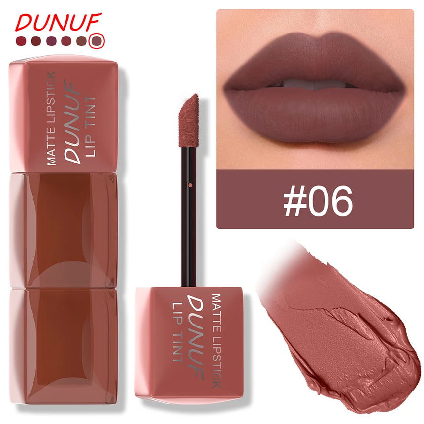 DUNUF 1pcs Liquid Matte Lipstick Velvet Matte Women'S Makeup Long-lasting Waterproof Non-stick Cup Non-fade Lip Gloss
