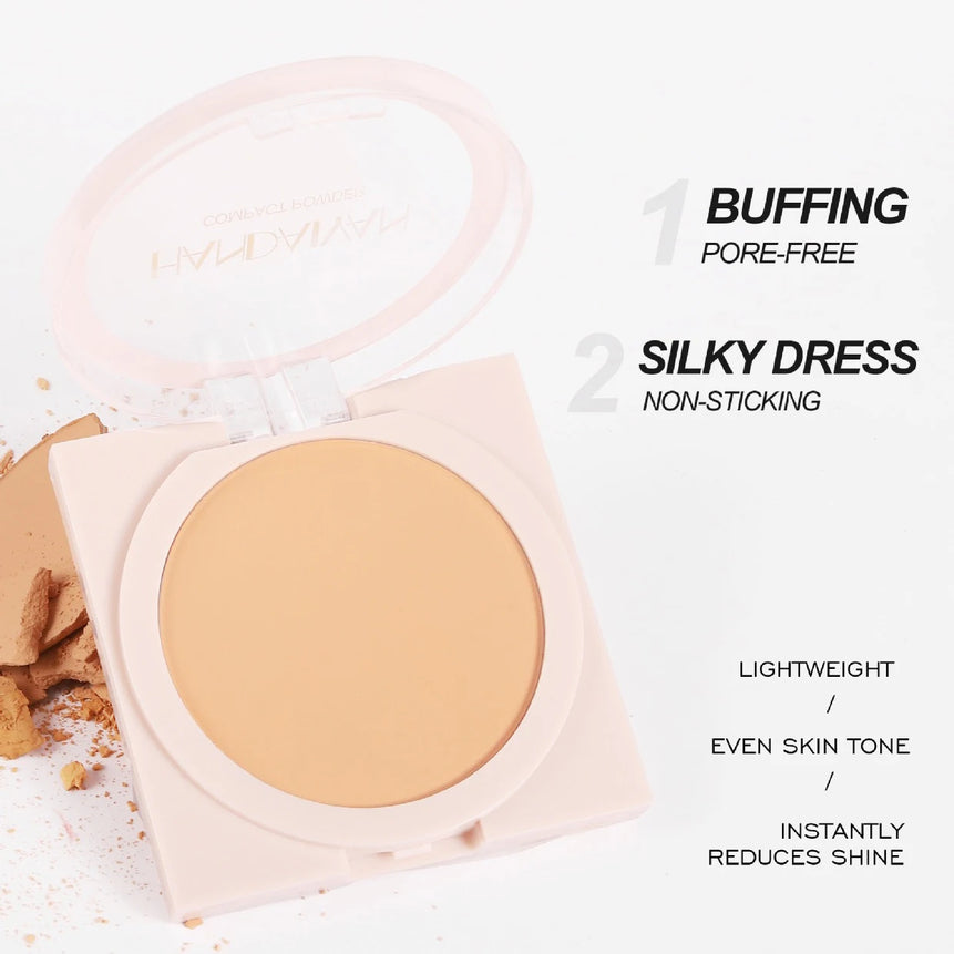 Wheat Powder Matte Finish Sweatproof Oil Control Dry Wet Dual-use Dark Skin Foundation Pressed Powder