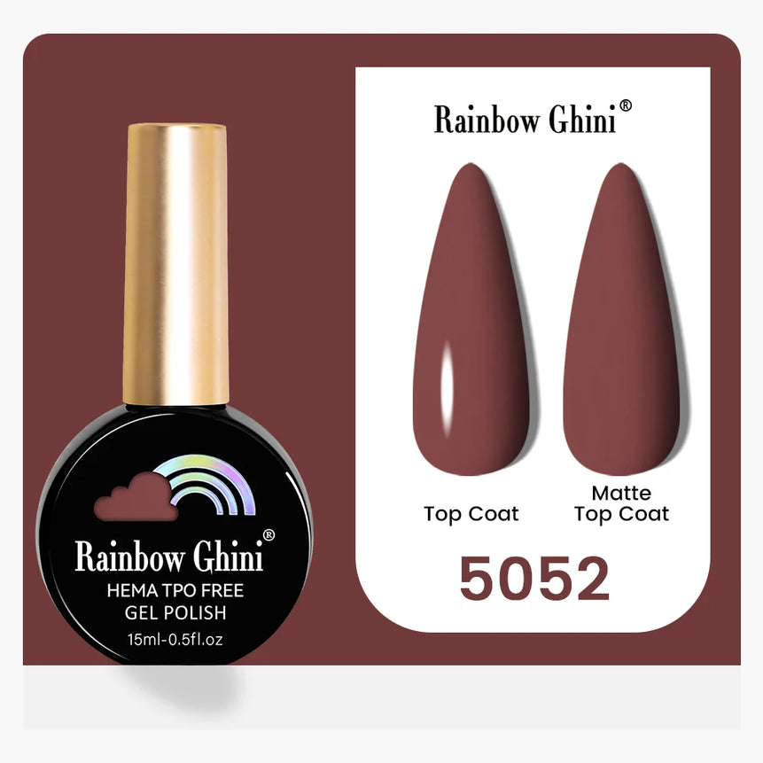 Rainbow Ghini 15ML 146 Colors Long-Lasting Colorful Gel Nail Polish Professional UV/LED Gel Polish Base Coat Matte Top Coat