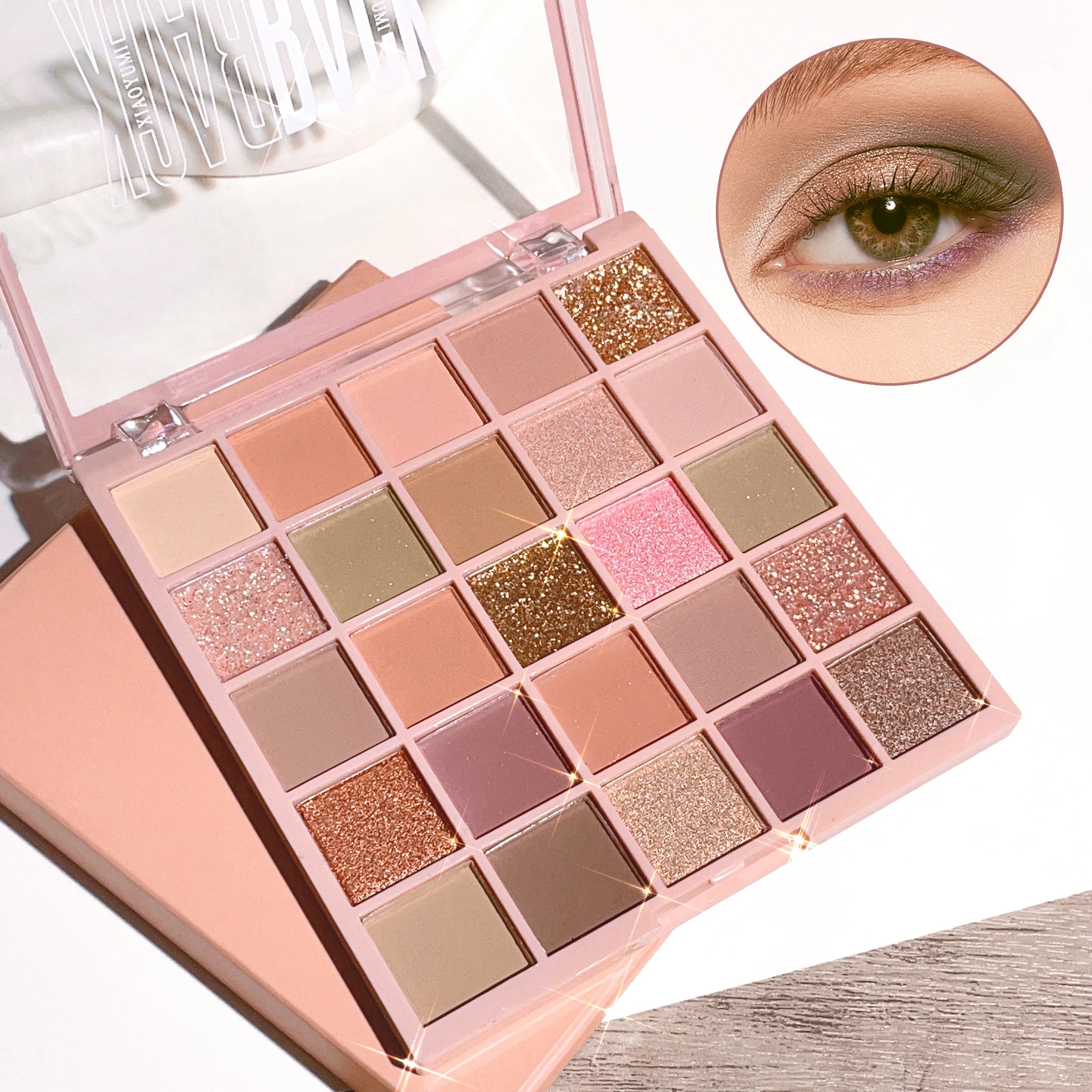25 Colors Eyeshadow Palette High Gloss Cement Grey Rose Brown Color Tone Matte Glitter Daily Makeup Dry Rose Eyeshadow For Music