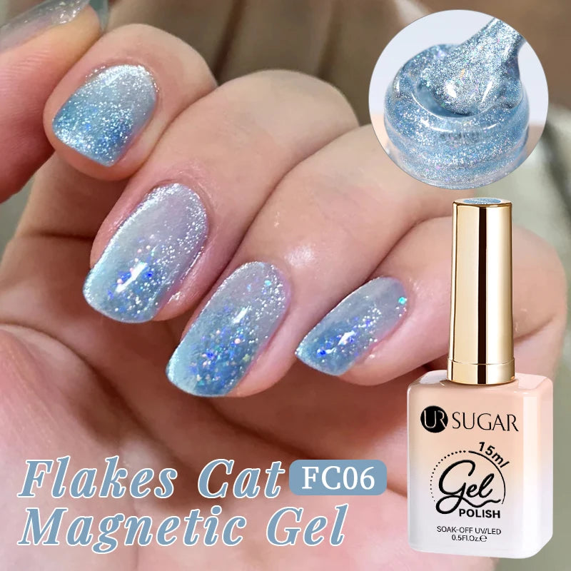 UR SUGAR 15ml Jelly Pink Cat Magnetic Gel Nail Polish Glitter ICE Soak Off Ceramic UV Gel Semi-permanent Nail Supplies Manicure