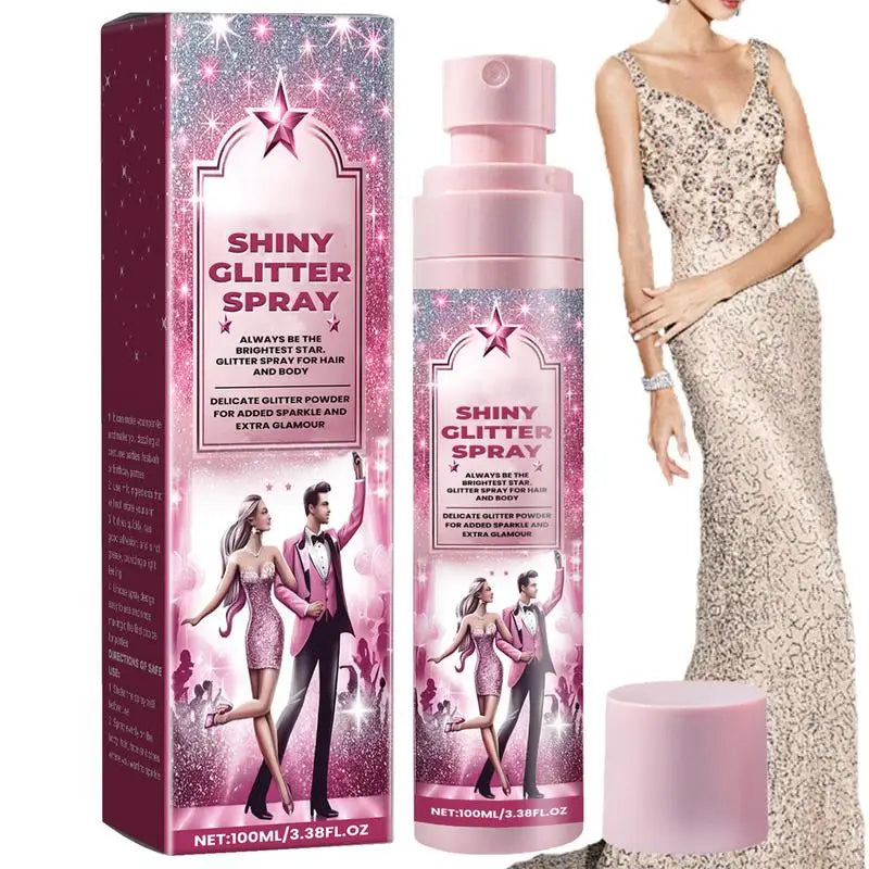 100ml Shiny Body Glitter Spray Hair Clothes Highlighter Powder Glitter Gloss Spray Shimmer Powder Makeup Spray Face Highlighter