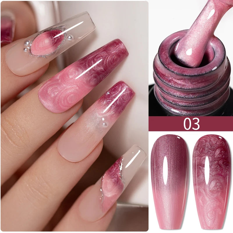 7.5ML Black Cat Eye Magnetic Glitter Gel Nail Polish Ultra-Bright Black Shine Long-Lasting Soak Off UV Nail Art Varnish Manicure