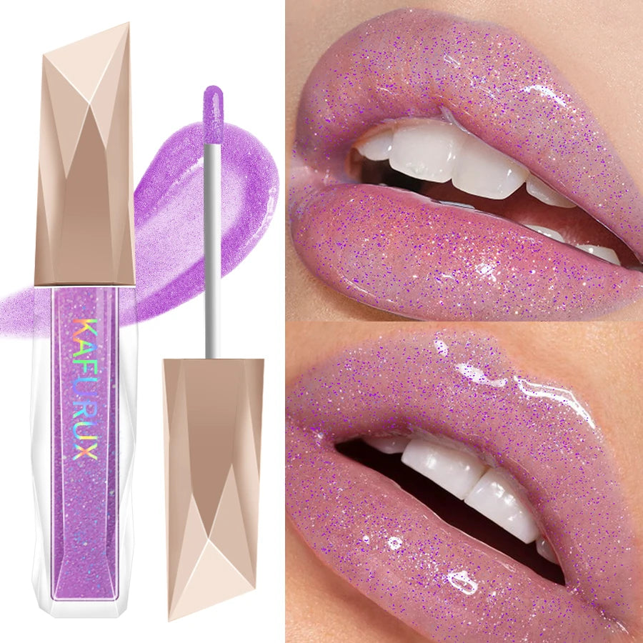 Sweet sparkling lip glaze mirror lip shine light lip gloss transparent lip tint makeup water gloss shimmer liquid lipstick girl