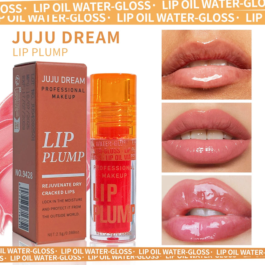 3-Pcs Lip Oil Plump Moisturizing Set – Pink Hydrating Gloss Long-Lasting Clear Liquid Lip Balm，Essential For Autumn And Winter