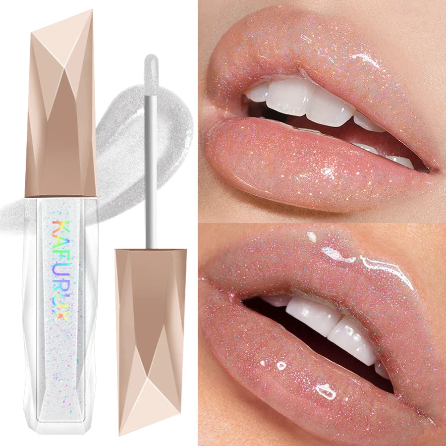 Sweet sparkling lip glaze mirror lip shine light lip gloss transparent lip tint makeup water gloss shimmer liquid lipstick girl