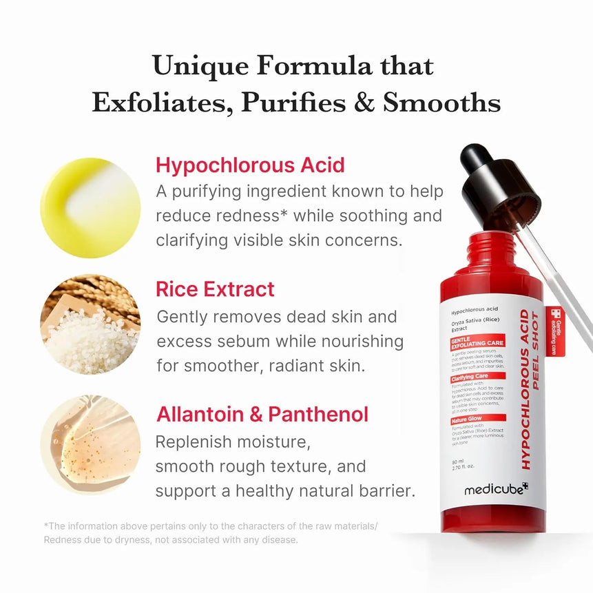 Body: Hypochlorous Acid Facial & Body Peel Shot | Exfoliating Serum Set with Rice Extract,Panthenol | Hydrating,Calming &Texture