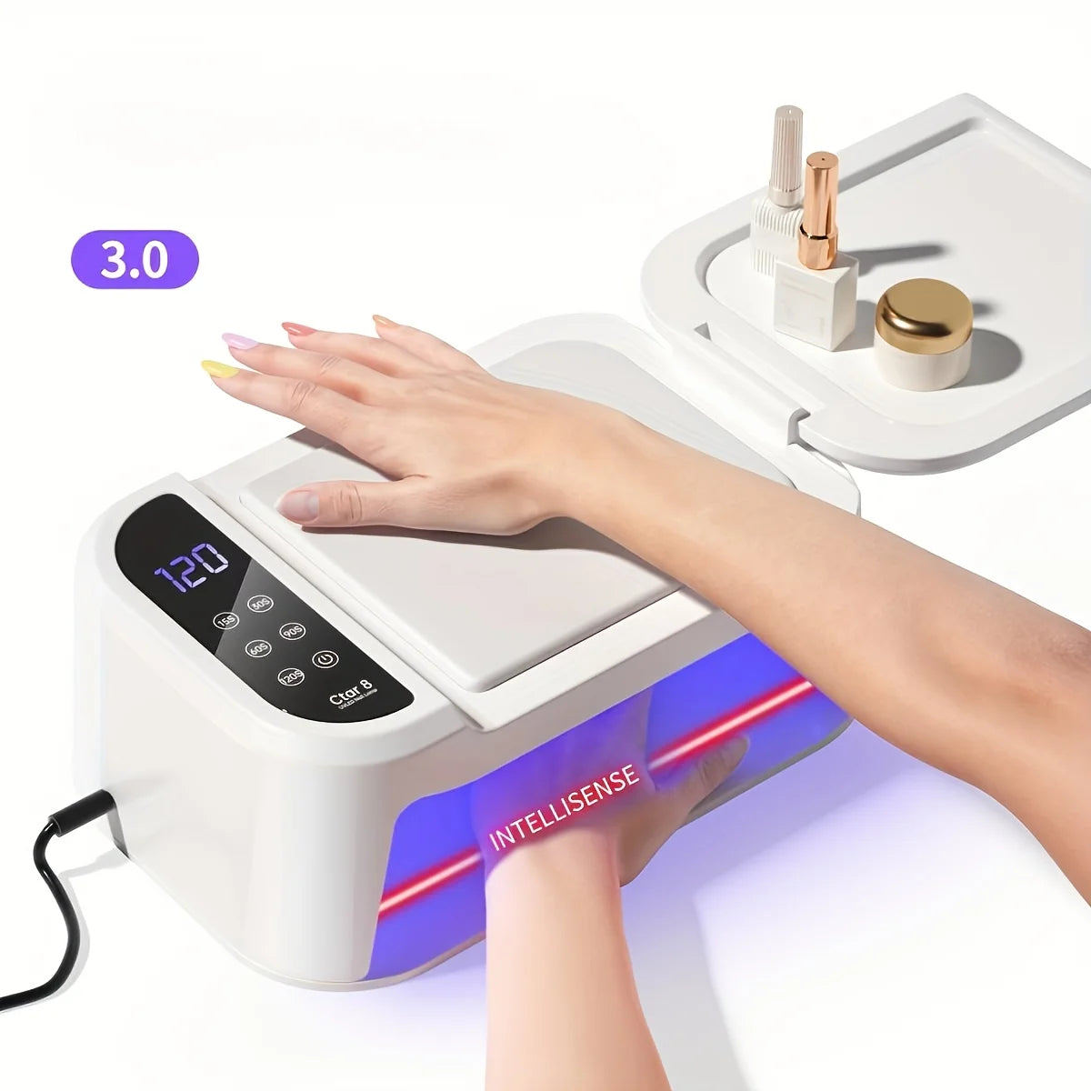 [US Plug]XEIJAYI 1pc LED Hand Pillow Light Therapy Lamp UV Glue Dryer, Fast Nail Dryer Nail Polish Curing UV Lamp With 5 Timers