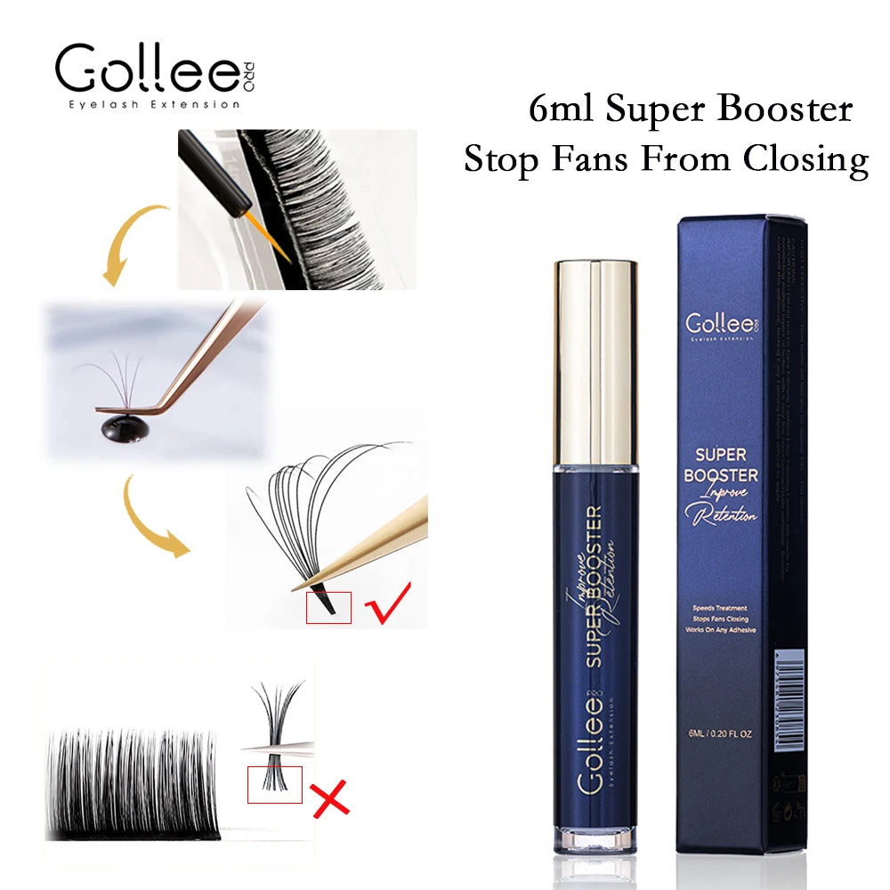 Gollee eyelashes Glue 1s Fast Dry Waterproof Lash Extension Glue Strong 6ml Super Booster Help Adhesive Accelerator tools Makeup