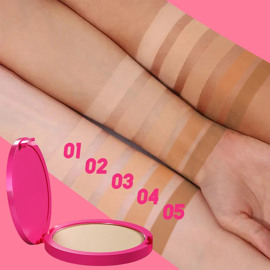 Natural Matte Pressed Powder Oil Control Brighten Whitening Face Base Foundation Compact  Makeup Cosmetics
