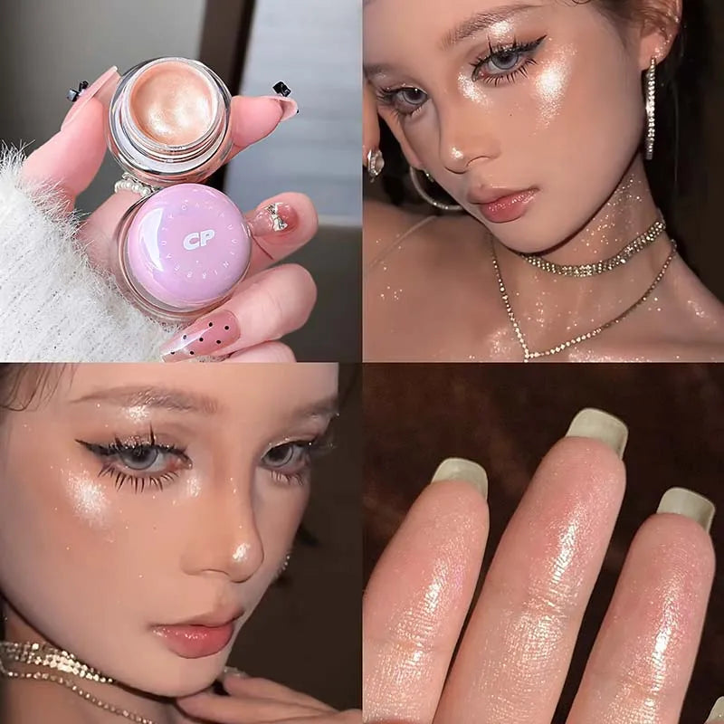 Cappuvini Radiant Highlighter Cream Gel with Fine Shimmer Pearlescent Finish High Gloss Paste for Brightening Face Makeup