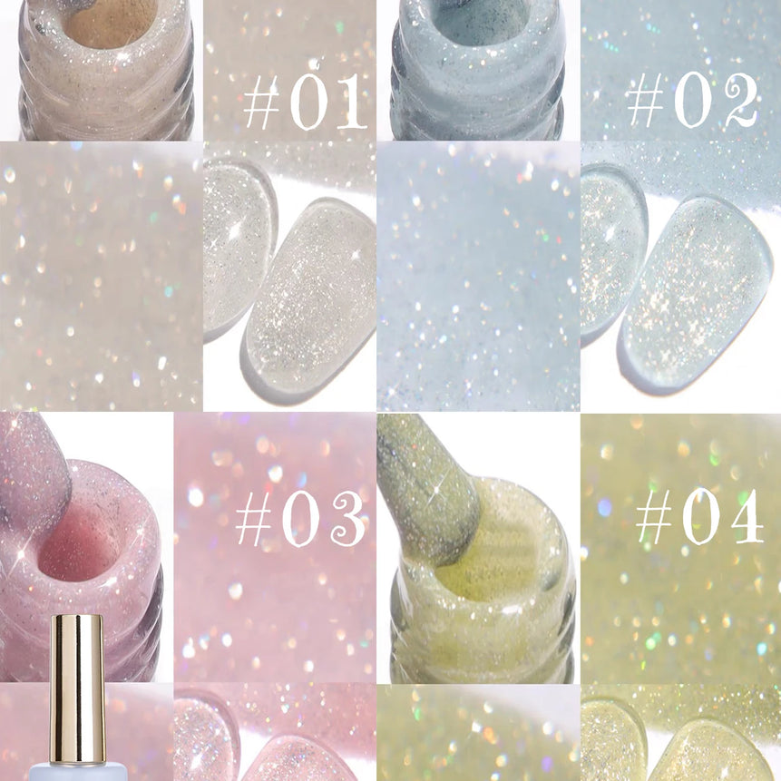 MIANEL1-12pcs 12ML Pink Blue White Green Series With Explosive Glitter Gel Nail Polish, Popular Yun Brocade Diamond Gel Polish