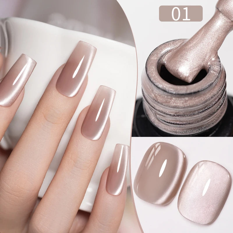 PUENTE 7.5ML Red Flame Reflective Gel Nail Polish Flash Sparkling Red Glitter Nail Gel Soak Off UV Semi-permanent Nail Varnish
