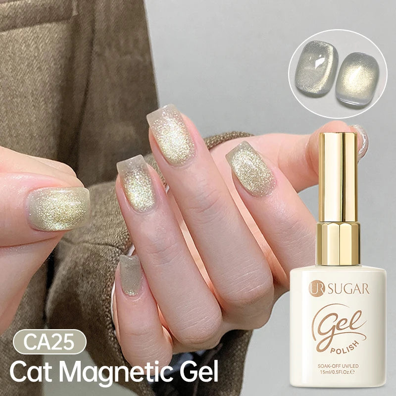 UR SUGAR 15ml Jelly Pink Cat Magnetic Gel Nail Polish Glitter ICE Soak Off Ceramic UV Gel Semi-permanent Nail Supplies Manicure