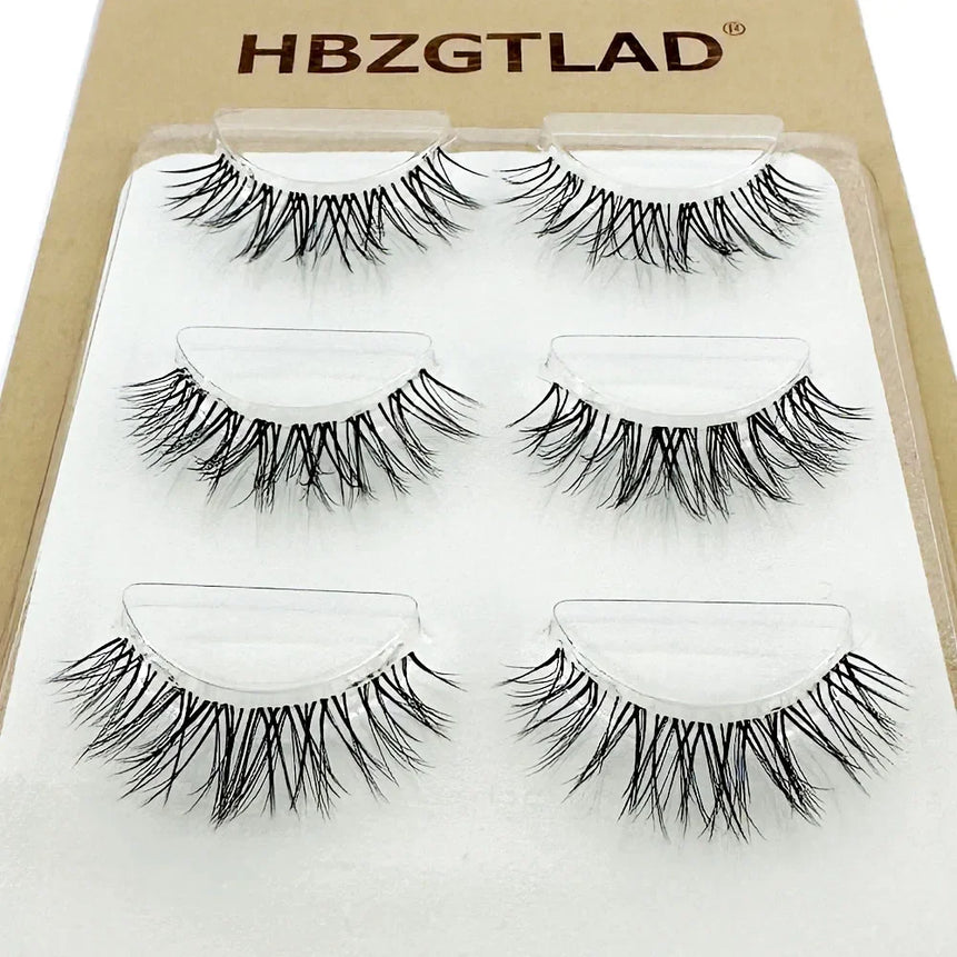 NEW 3Pairs 5d Mink Lashes 3D Mink Eyelashes Invisible Band Natural Black Mink False Eyelash Full Strip cilios posticos Reusable