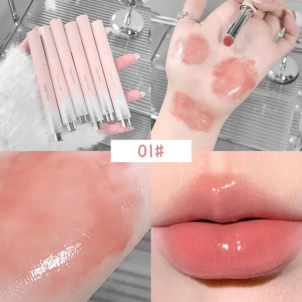 Snowy Design Solid Watery Lipstick Mirror Moisturizing Nourishing Lip Balm Beautiful Colors Suitable for Winter