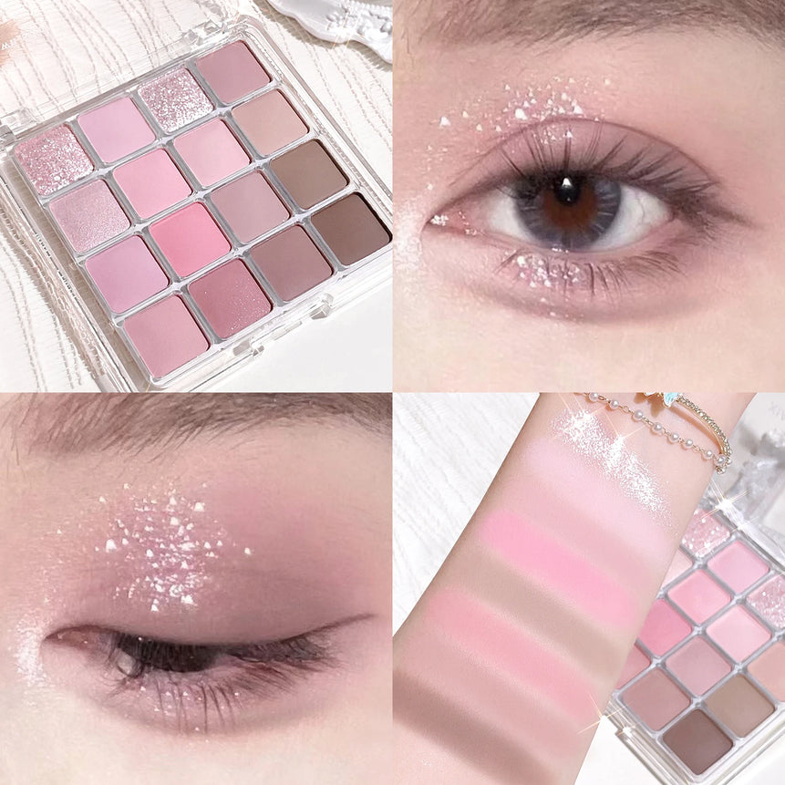 16-color sunset magic eye shadow tray pearl matte earth color Korean makeup eye shadow