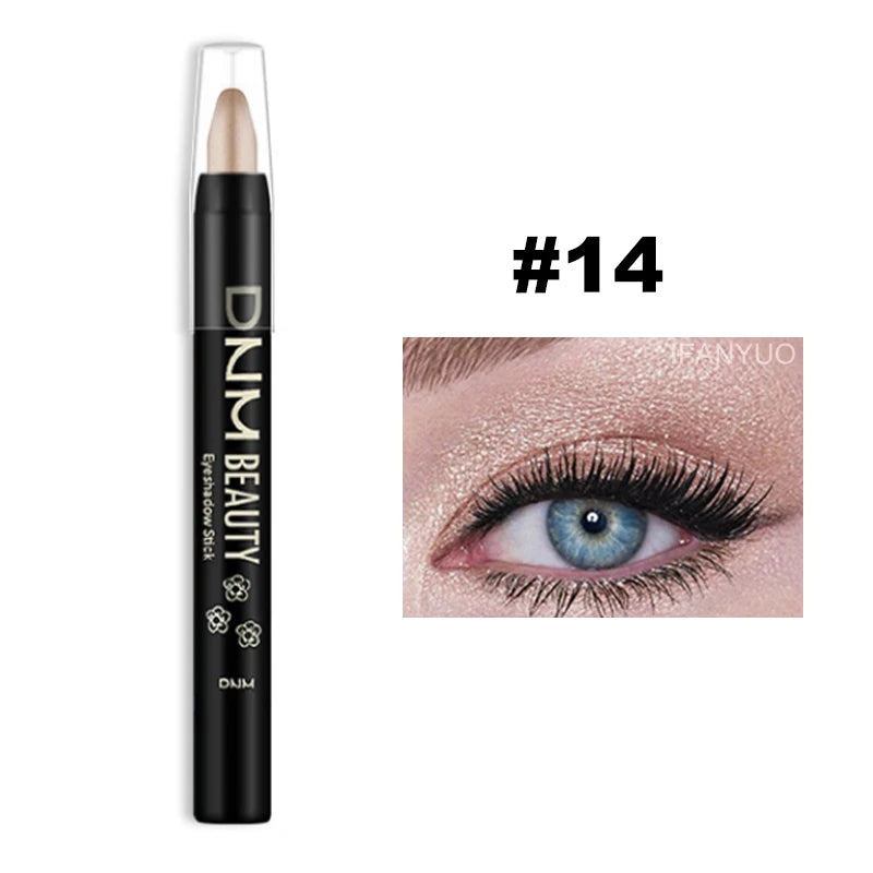 16 Colors Pearlescent Eyeshadow Sticks High Pigmented Eyeshadow Pencil Glitter Waterproof Long-Lasting Eye Makeup Non-Smudged
