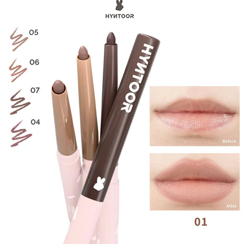 Hyntoor Lip Liner Pen Mud Matte Waterproof Professional Lipliner Pencil Matte Lip Non-stick Cup Nude Gothic Lipstick Concealer