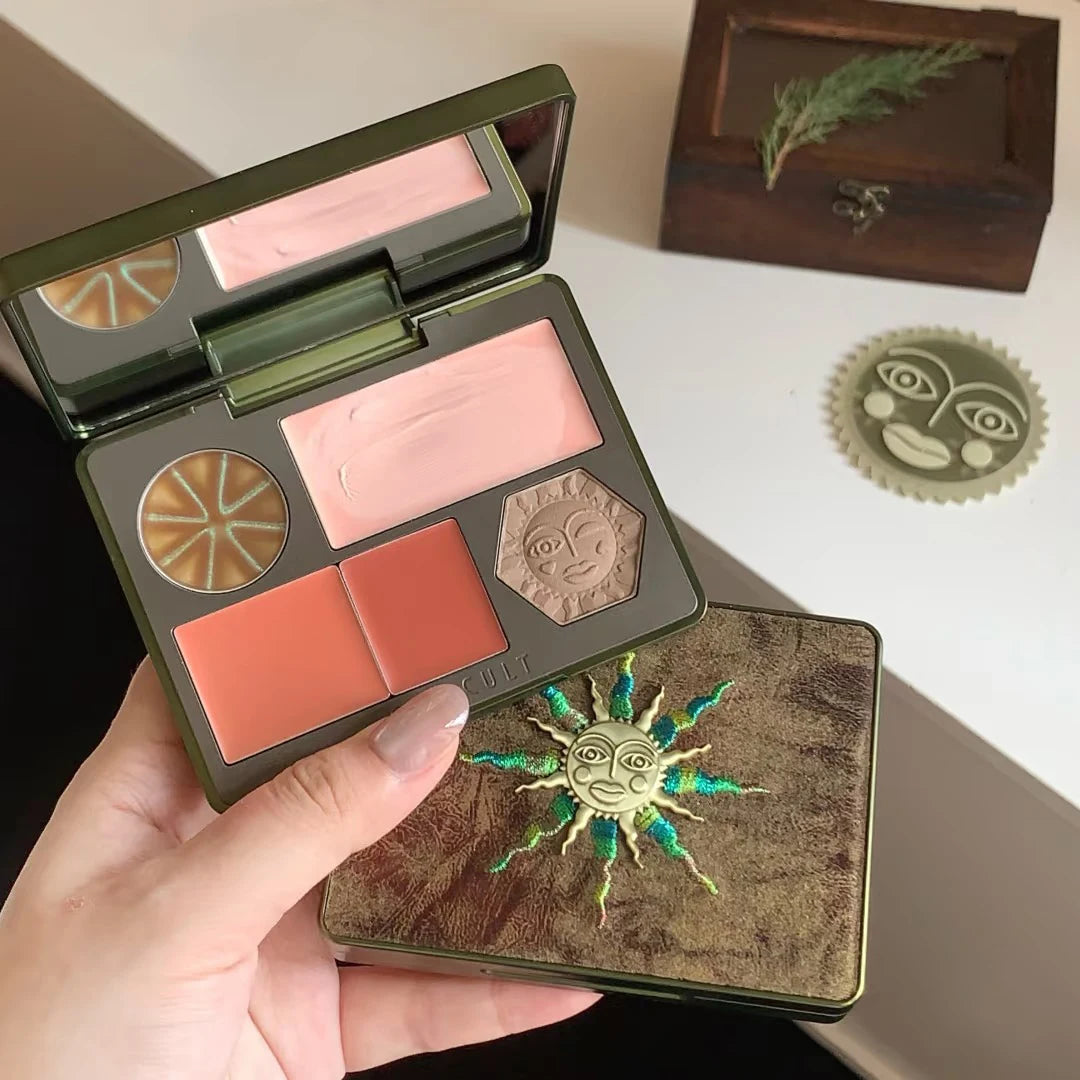 Makeup Girlcult All In One Multifunctional Face Palette Blush Highlighter Contour & Bronzer Powder & Cream for Flawless Glow