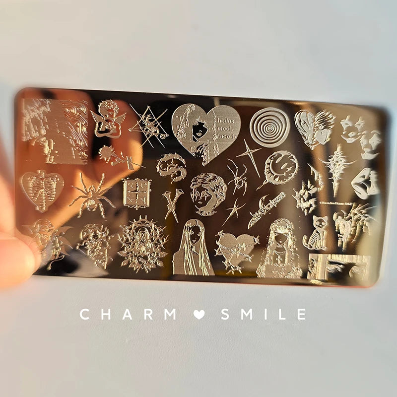 Cartoon Characters Stamping Plates  French Line Geometry  Flowers Leaves Animals Image Stainless Steel Nail Art Template Stencil