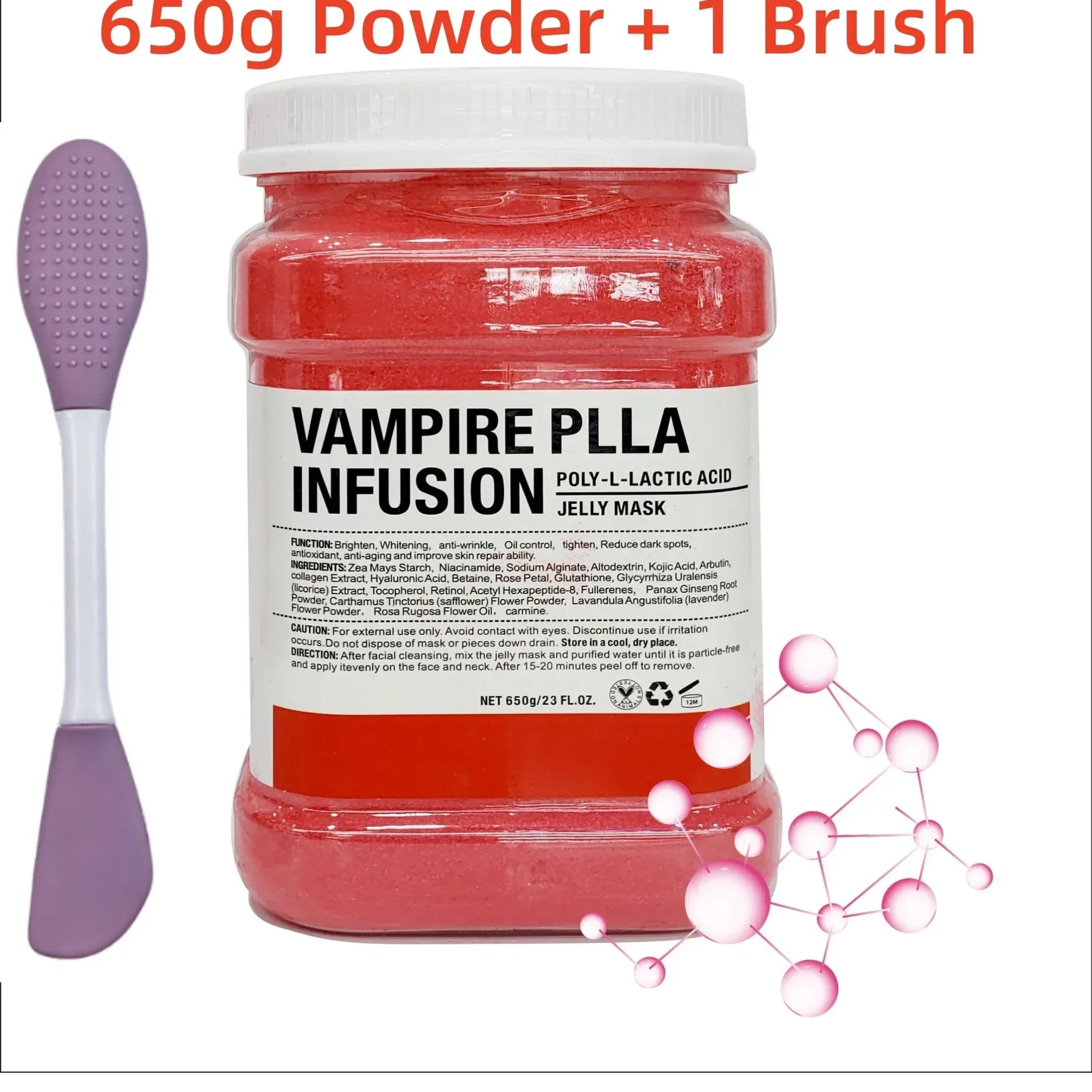 650g Chamomile Hyaluronic Acid Facial Moisturizing Mask Powder with Silicone Brush Increasing Skin Elasticity Rose Jelly Mask