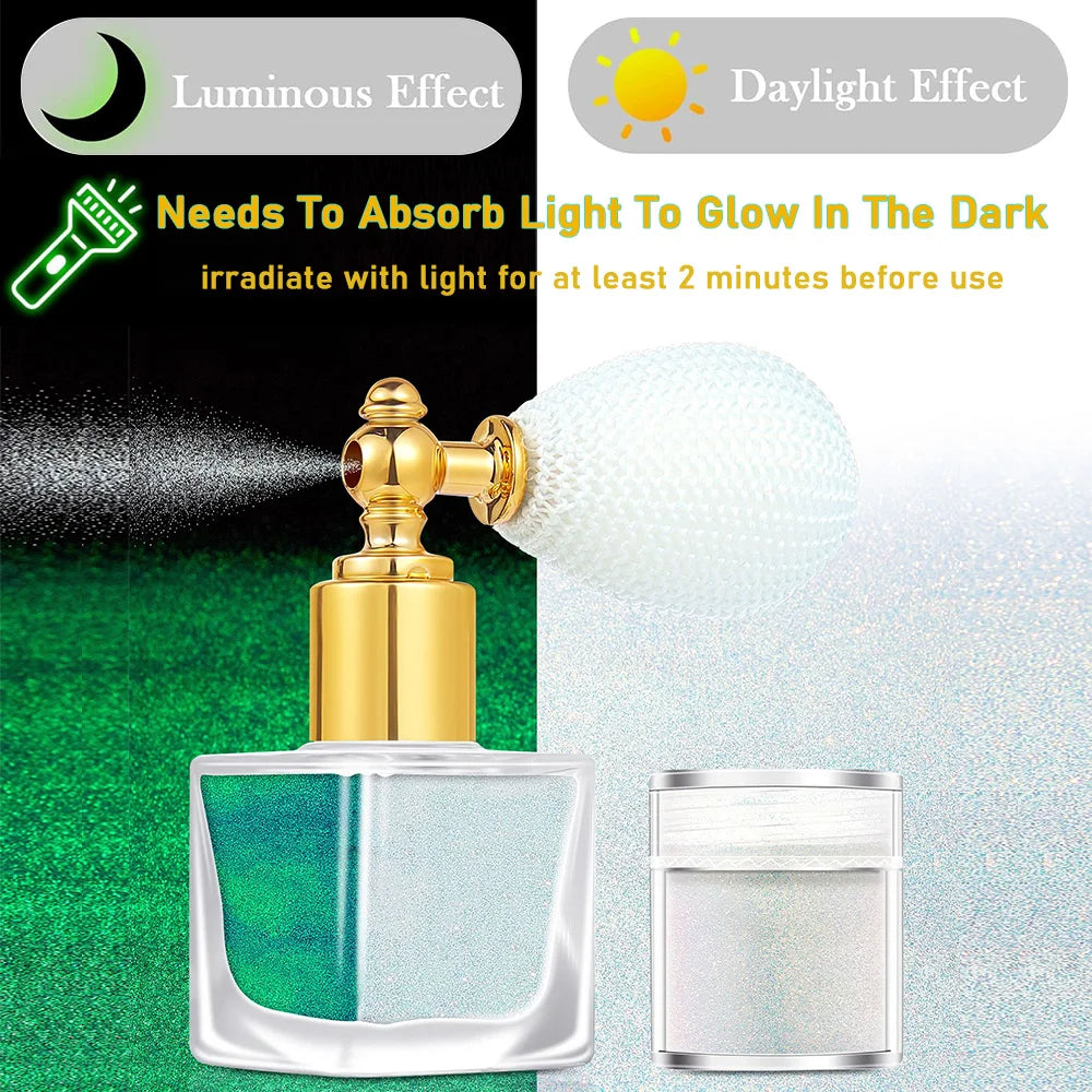 Body Glitter Spray Glow in The Dark Party Makeup Hair Glitter Extra Fine Face Shimmer Powder for Festival Glow Party Halloween