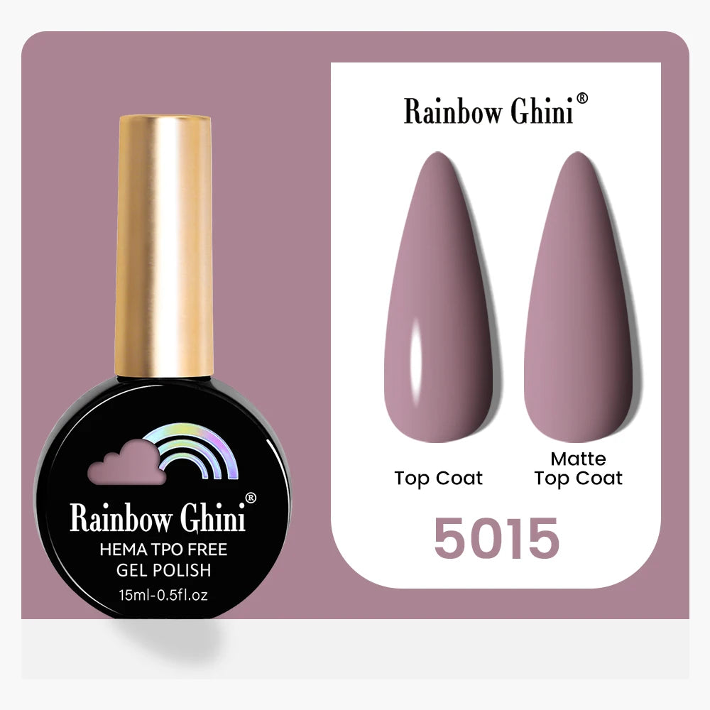 Rainbow Ghini 15ML 146 Colors Long-Lasting Colorful Gel Nail Polish Professional UV/LED Gel Polish Base Coat Matte Top Coat